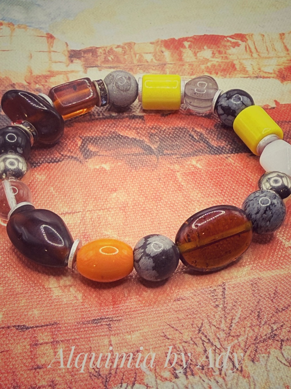 FALL + Chunky Snowflake obsidian beaded bracelet